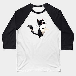 Funny Dancing Black Cat Baseball T-Shirt